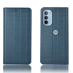 Coque Portefeuille Livre Cuir Etui Clapet H20P pour Motorola Moto G31 Bleu