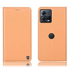 Coque Portefeuille Livre Cuir Etui Clapet H21P pour Motorola Moto Edge 30 Fusion 5G Orange