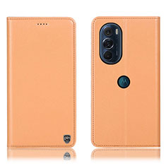 Coque Portefeuille Livre Cuir Etui Clapet H21P pour Motorola Moto Edge Plus (2022) 5G Orange