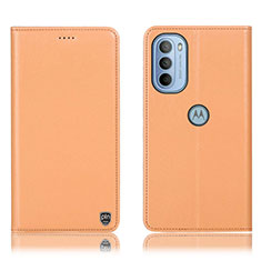 Coque Portefeuille Livre Cuir Etui Clapet H21P pour Motorola Moto G31 Orange