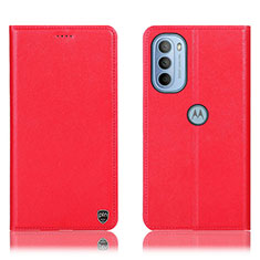 Coque Portefeuille Livre Cuir Etui Clapet H21P pour Motorola Moto G31 Rouge