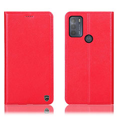 Coque Portefeuille Livre Cuir Etui Clapet H21P pour Motorola Moto G50 Rouge