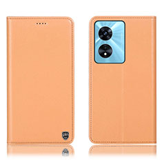 Coque Portefeuille Livre Cuir Etui Clapet H21P pour Oppo A58x 5G Orange