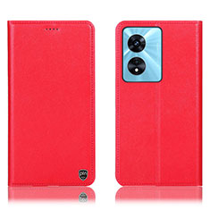 Coque Portefeuille Livre Cuir Etui Clapet H21P pour Oppo A58x 5G Rouge