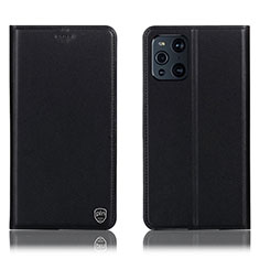 Coque Portefeuille Livre Cuir Etui Clapet H21P pour Oppo Find X3 5G Noir