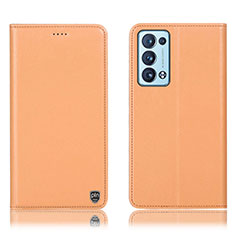Coque Portefeuille Livre Cuir Etui Clapet H21P pour Oppo Reno6 Pro 5G Orange