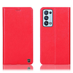 Coque Portefeuille Livre Cuir Etui Clapet H21P pour Oppo Reno6 Pro+ Plus 5G Rouge