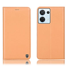 Coque Portefeuille Livre Cuir Etui Clapet H21P pour Oppo Reno9 Pro 5G Orange
