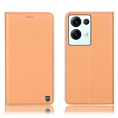 Coque Portefeuille Livre Cuir Etui Clapet H21P pour Oppo Reno9 Pro+ Plus 5G Orange