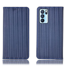 Coque Portefeuille Livre Cuir Etui Clapet H23P pour Oppo Reno6 Pro 5G India Bleu