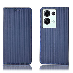Coque Portefeuille Livre Cuir Etui Clapet H23P pour Oppo Reno9 Pro+ Plus 5G Bleu