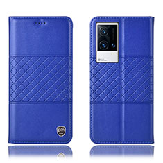 Coque Portefeuille Livre Cuir Etui Clapet H27P pour Vivo iQOO 8 Pro 5G Bleu