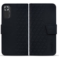 Coque Portefeuille Livre Cuir Etui Clapet HF1 pour Xiaomi Redmi Note 10 Pro 4G Noir