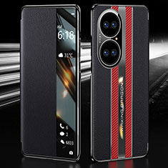 Coque Portefeuille Livre Cuir Etui Clapet JB1 pour Huawei P50 Pro Rouge et Noir