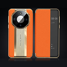 Coque Portefeuille Livre Cuir Etui Clapet JB2 pour Huawei Mate 60 Pro Orange