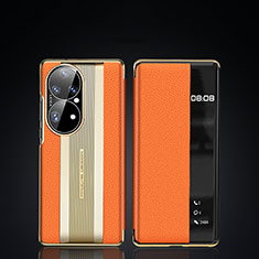 Coque Portefeuille Livre Cuir Etui Clapet JB2 pour Huawei P50 Pro Orange