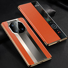 Coque Portefeuille Livre Cuir Etui Clapet K01 pour Huawei Mate 40 Orange