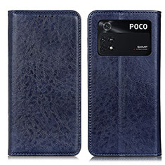 Coque Portefeuille Livre Cuir Etui Clapet K01Z pour Xiaomi Poco M4 Pro 4G Bleu