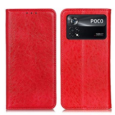 Coque Portefeuille Livre Cuir Etui Clapet K01Z pour Xiaomi Poco X4 Pro 5G Rouge