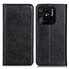 Coque Portefeuille Livre Cuir Etui Clapet K01Z pour Xiaomi Redmi 10 India Noir