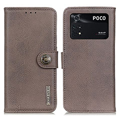 Coque Portefeuille Livre Cuir Etui Clapet K02Z pour Xiaomi Poco M4 Pro 4G Gris