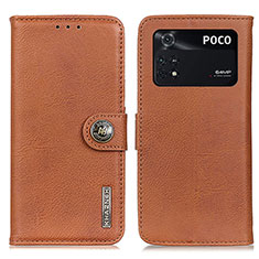 Coque Portefeuille Livre Cuir Etui Clapet K02Z pour Xiaomi Poco M4 Pro 4G Marron