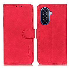 Coque Portefeuille Livre Cuir Etui Clapet K03Z pour Huawei Enjoy 50 Rouge