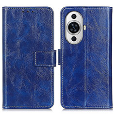Coque Portefeuille Livre Cuir Etui Clapet K04Z pour Huawei Nova 11 Pro Bleu