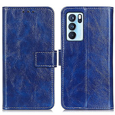 Coque Portefeuille Livre Cuir Etui Clapet K04Z pour Oppo Reno6 Pro 5G India Bleu