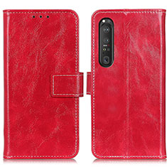 Coque Portefeuille Livre Cuir Etui Clapet K04Z pour Sony Xperia 1 III Rouge