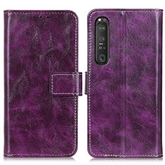 Coque Portefeuille Livre Cuir Etui Clapet K04Z pour Sony Xperia 1 III Violet