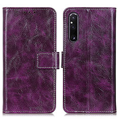 Coque Portefeuille Livre Cuir Etui Clapet K04Z pour Sony Xperia 1 V Violet