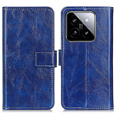 Coque Portefeuille Livre Cuir Etui Clapet K04Z pour Xiaomi Mi 14 5G Bleu