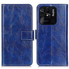 Coque Portefeuille Livre Cuir Etui Clapet K04Z pour Xiaomi Redmi 10 India Bleu