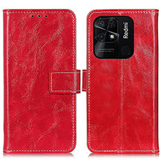 Coque Portefeuille Livre Cuir Etui Clapet K04Z pour Xiaomi Redmi 10 India Rouge