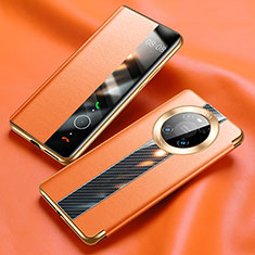 Coque Portefeuille Livre Cuir Etui Clapet K05 pour Huawei Mate 40 Pro Orange