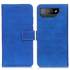 Coque Portefeuille Livre Cuir Etui Clapet K07Z pour Asus ROG Phone 7 Pro Bleu