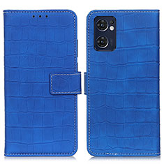 Coque Portefeuille Livre Cuir Etui Clapet K07Z pour Oppo Reno7 5G Bleu