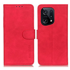 Coque Portefeuille Livre Cuir Etui Clapet K09Z pour Oppo Find X5 5G Rouge