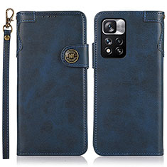 Coque Portefeuille Livre Cuir Etui Clapet K09Z pour Xiaomi Redmi Note 11 Pro+ Plus 5G Bleu