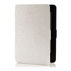 Coque Portefeuille Livre Cuir Etui Clapet L01 pour Amazon Kindle 6 inch Blanc