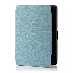 Coque Portefeuille Livre Cuir Etui Clapet L01 pour Amazon Kindle 6 inch Bleu Ciel