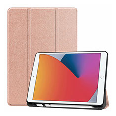 Coque Portefeuille Livre Cuir Etui Clapet L01 pour Apple iPad 10.2 (2019) Or Rose