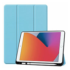 Coque Portefeuille Livre Cuir Etui Clapet L01 pour Apple iPad 10.2 (2020) Bleu Ciel