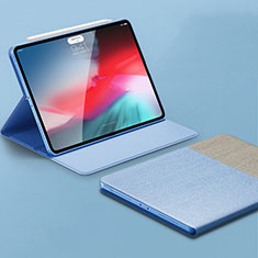 Coque Portefeuille Livre Cuir Etui Clapet L01 pour Apple iPad Pro 11 (2018) Bleu Ciel