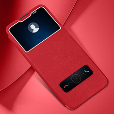 Coque Portefeuille Livre Cuir Etui Clapet L01 pour Huawei Enjoy 10 Plus Rouge