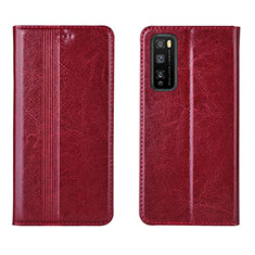 Coque Portefeuille Livre Cuir Etui Clapet L01 pour Huawei Enjoy Z 5G Rouge