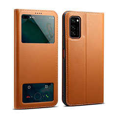 Coque Portefeuille Livre Cuir Etui Clapet L01 pour Huawei Honor View 30 Pro 5G Orange