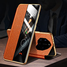 Coque Portefeuille Livre Cuir Etui Clapet L01 pour Huawei Mate 40 RS Orange