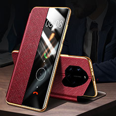 Coque Portefeuille Livre Cuir Etui Clapet L01 pour Huawei Mate 40 RS Rouge